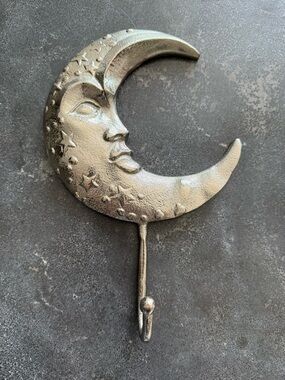 Cost Plus World Market Silver Moon Face Wall Hook
